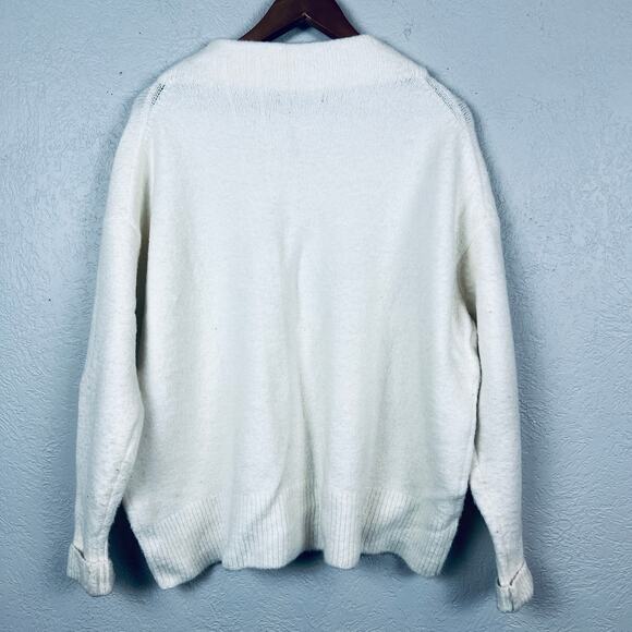 Cable Stitch Sweater Crewneck Slouchy Oversized Long Sleeve Soft Cream - XS - Picture 4 of 5